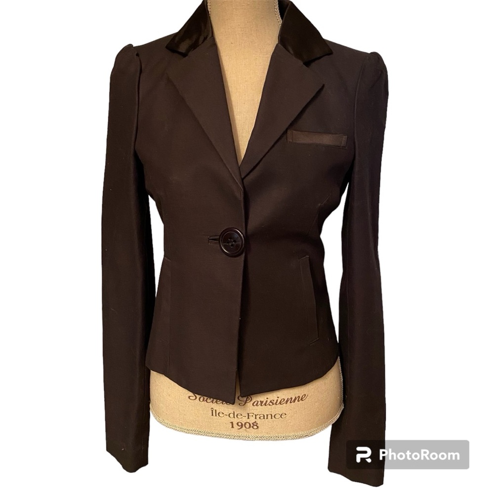 RVCA By PM TENORE BLAZER JACKET COAT BLACK COTTON FITTED LONG SLEEVE SIZE S